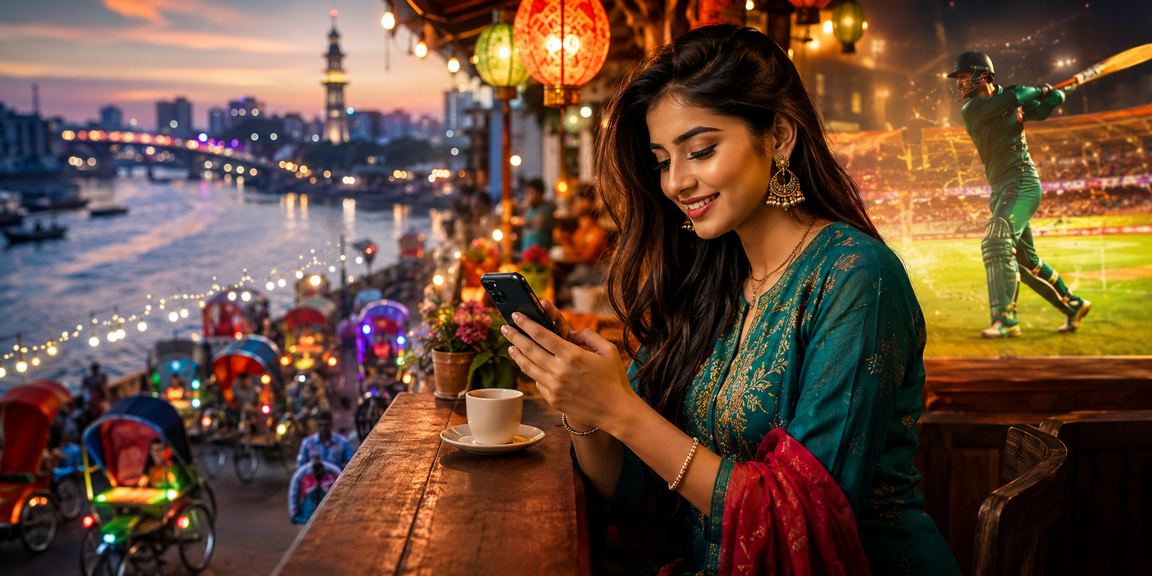 ঢাকায় রিকশার পাশে মোবাইলে ক্রিকেট বেটিং করছেন একজন তরুণ